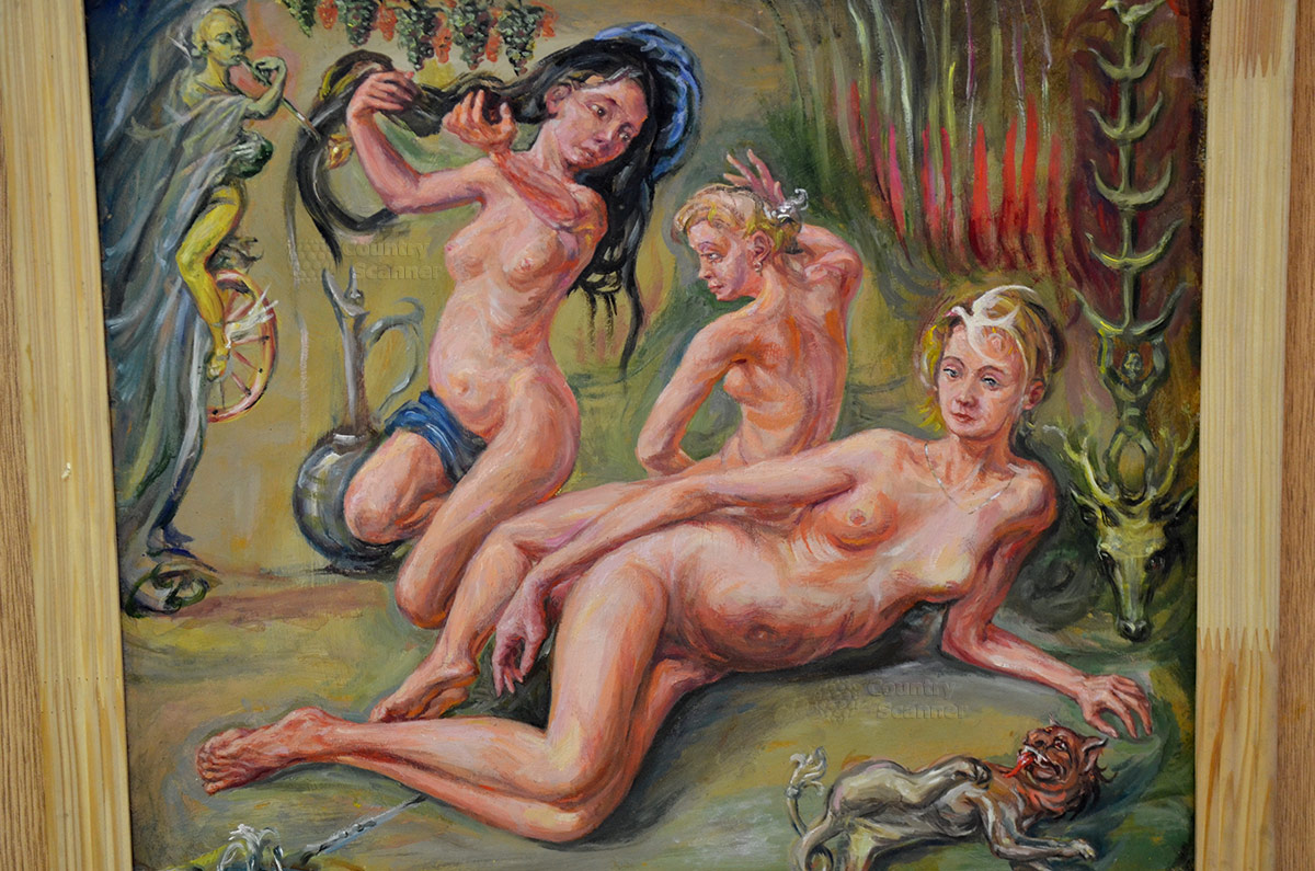 картина "Три грации" в Музее Русского лубка и наивного искусства